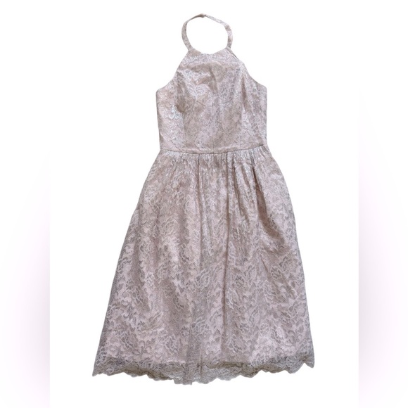Shoshanna Midnight Algeria Lace Halter Dress Size 6 Blush Pink from Revolve - Picture 9 of 10